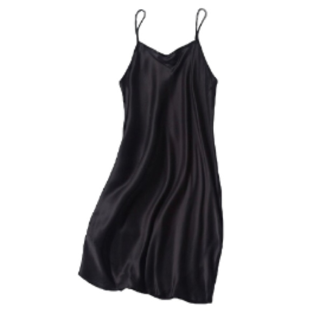Vintage 80s Silk Slip Dress Romantic Sexy Pin Up Lingerie Long Full Length Black - Picture 5 of 15